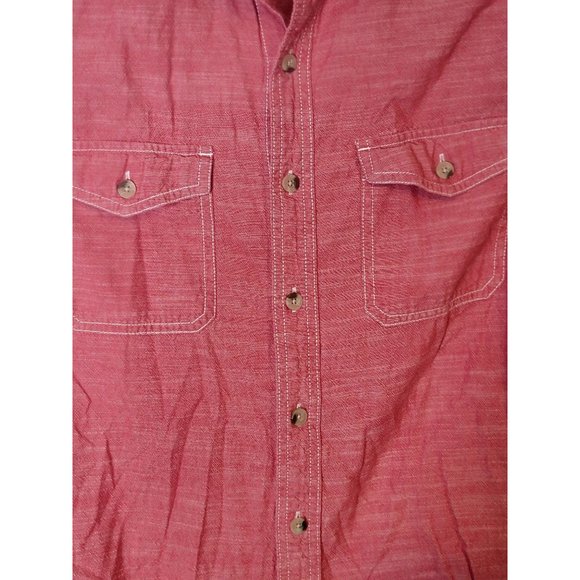Woolrich Cotton Button Up Shirt Short Sleeve Red Pockets Size Medium Men's - Picture 4 of 5